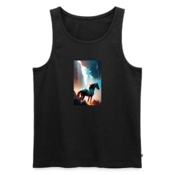 Pferd | reiten | Tier | Reittier | Bunt - Männer Premium Bio Tank Top - Schwarz - Vorne - Michal (187cm)