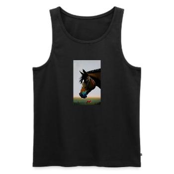 Cheval | Équitation | Animal | Monture | Coloré - Débardeur bio Premium Homme - noir - Devant - Michal (187cm)