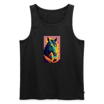 Cheval | Équitation | Animal | Monture | Coloré - Débardeur bio Premium Homme - noir - Devant - Michal (187cm)