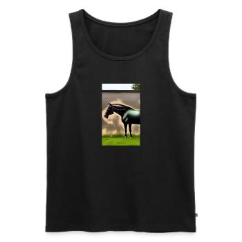 Pferd | reiten | Tier | Reittier | Bunt - Männer Premium Bio Tank Top - Schwarz - Vorne - Michal (187cm)