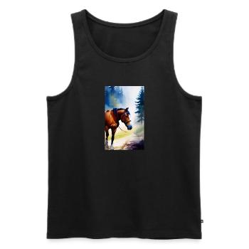 Pferd | reiten | Tier | Reittier | Bunt - Männer Premium Bio Tank Top - Schwarz - Vorne - Michal (187cm)