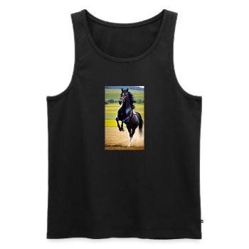 Cheval | Équitation | Animal | Monture | Coloré - Débardeur bio Premium Homme - noir - Devant - Michal (187cm)