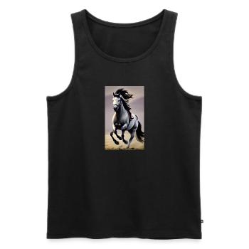 Pferd | reiten | Tier | Reittier | Bunt - Männer Premium Bio Tank Top - Schwarz - Vorne - Michal (187cm)