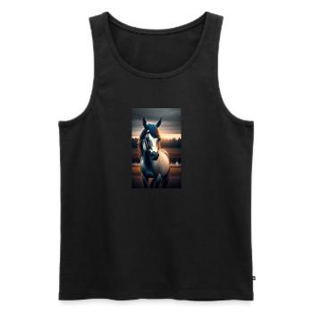 Cheval | Équitation | Animal | Monture | Coloré - Débardeur bio Premium Homme - noir - Devant - Michal (187cm)
