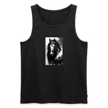 Pferd | reiten | Tier | Reittier | Bunt - Männer Premium Bio Tank Top - Schwarz - Vorne - Michal (187cm)