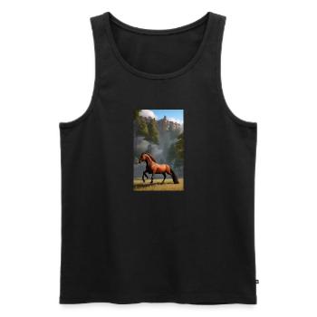 Cheval | Équitation | Animal | Monture | Coloré - Débardeur bio Premium Homme - noir - Devant - Michal (187cm)