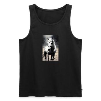Pferd | reiten | Tier | Reittier | Bunt - Männer Premium Bio Tank Top - Schwarz - Vorne - Michal (187cm)