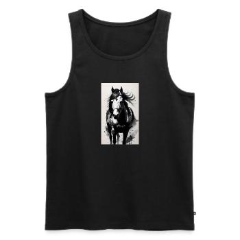 Cheval | Équitation | Animal | Monture | Coloré - Débardeur bio Premium Homme - noir - Devant - Michal (187cm)