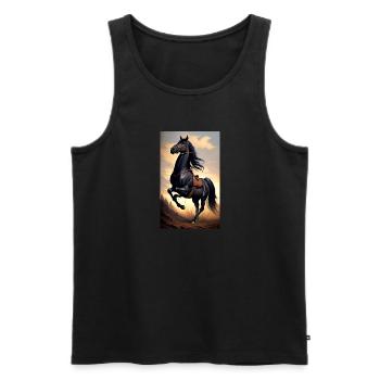 Cheval | Équitation | Animal | Monture | Coloré - Débardeur bio Premium Homme - noir - Devant - Michal (187cm)