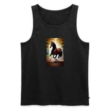 Pferd | reiten | Tier | Reittier | Bunt - Männer Premium Bio Tank Top - Schwarz - Vorne - Michal (187cm)