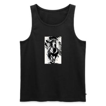 Cheval | Équitation | Animal | Monture | Coloré - Débardeur bio Premium Homme - noir - Devant - Michal (187cm)