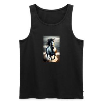 Cheval | Équitation | Animal | Monture | Coloré - Débardeur bio Premium Homme - noir - Devant - Michal (187cm)