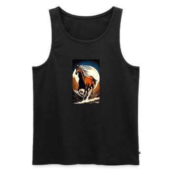Pferd | reiten | Tier | Reittier | Bunt - Männer Premium Bio Tank Top - Schwarz - Vorne - Michal (187cm)