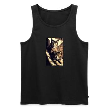 Chat | Animal de compagnie | Fan de chat | mignon | Chaton - Débardeur bio Premium Homme - noir - Devant - AI Model Male 178 light (178cm)