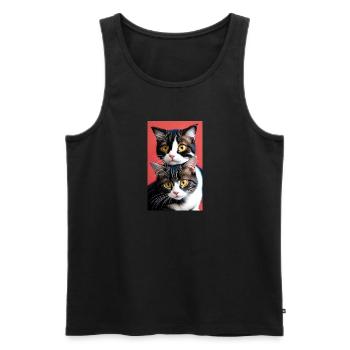 Chat | Animal de compagnie | Fan de chat | mignon | Chaton - Débardeur bio Premium Homme - noir - Devant - AI Model Male 178 light (178cm)