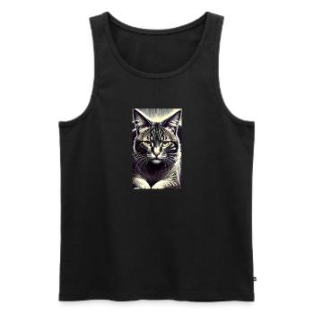 Chat | Animal de compagnie | Fan de chat | mignon | Chaton - Débardeur bio Premium Homme - noir - Devant - AI Model Male 178 light (178cm)