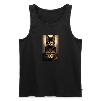 Chat | Animal de compagnie | Fan de chat | mignon | Chaton - Débardeur bio Premium Homme - noir - Devant - AI Model Male 178 light (178cm)