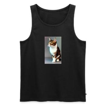 Chat | Animal de compagnie | Fan de chat | mignon | Chaton - Débardeur bio Premium Homme - noir - Devant - AI Model Male 178 light (178cm)