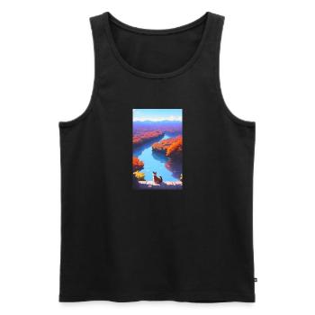 Cat | Pet | Cat Fan | Anime | Kitten - Men's Premium Organic Tank Top - black - Front - Michal (187cm)