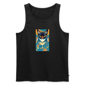 Katze | Haustier | Katzenfan | niedlich | Kätzchen - Männer Premium Bio Tank Top - Schwarz - Vorne - AI Model Male 178 light (178cm)