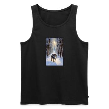 Loup | Prédateur | Chien | Mystique - Débardeur bio Premium Homme - noir - Devant - Michal (187cm)