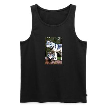 Loup | Prédateur | Chien | Mystique - Débardeur bio Premium Homme - noir - Devant - Michal (187cm)