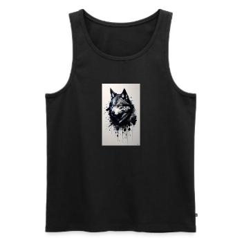 Loup | Prédateur | Chien | Mystique - Débardeur bio Premium Homme - noir - Devant - Michal (187cm)