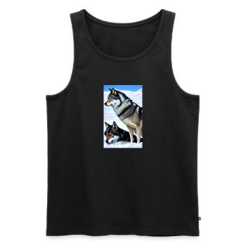 Loup | Prédateur | Chien | Mystique - Débardeur bio Premium Homme - noir - Devant - Michal (187cm)