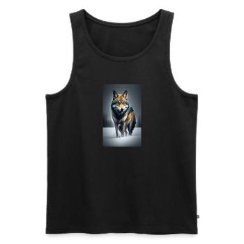 Loup | Prédateur | Chien | Mystique - Débardeur bio Premium Homme - noir - Devant - Michal (187cm)