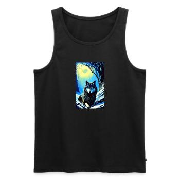Wolf | Predator | Dog | Mystical - Men's Premium Organic Tank Top - black - Front - Michal (187cm)