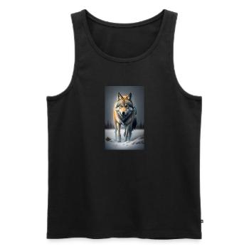Loup | Prédateur | Chien | Mystique - Débardeur bio Premium Homme - noir - Devant - Michal (187cm)