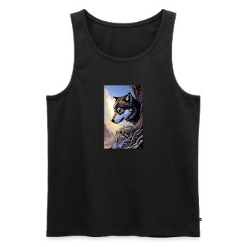 Wolf | Predator | Dog | Mystical - Men's Premium Organic Tank Top - black - Front - Michal (187cm)