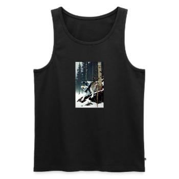 Wolf | Predator | Dog | Mystical - Men's Premium Organic Tank Top - black - Front - Michal (187cm)