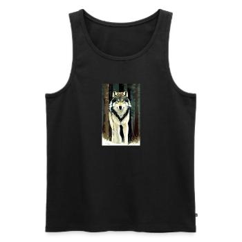 Wolf | Predator | Dog | Mystical - Men's Premium Organic Tank Top - black - Front - Michal (187cm)
