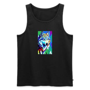 Wolf | Predator | Dog | Mystical - Men's Premium Organic Tank Top - black - Front - Michal (187cm)