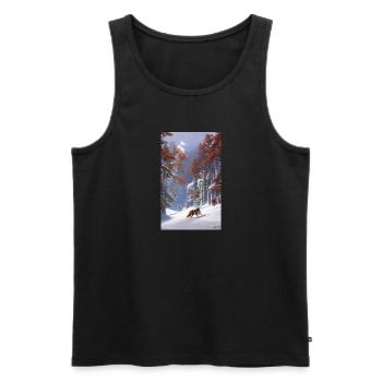 Loup | Prédateur | Chien | Mystique - Débardeur bio Premium Homme - noir - Devant - Michal (187cm)