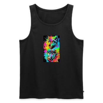 Wolf | Predator | Dog | Mystical - Men's Premium Organic Tank Top - black - Front - Michal (187cm)