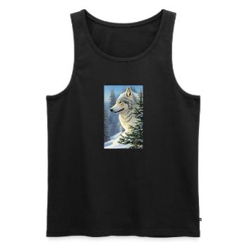 Loup | Prédateur | Chien | Mystique - Débardeur bio Premium Homme - noir - Devant - Michal (187cm)