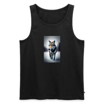 Loup | Prédateur | Chien | Mystique - Débardeur bio Premium Homme - noir - Devant - Michal (187cm)