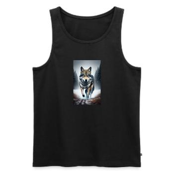 Wolf | Predator | Dog | Mystical - Men's Premium Organic Tank Top - black - Front - Michal (187cm)