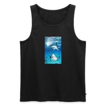 Shark | Great White Shark | Sea creature | Fish - Men's Premium Organic Tank Top - black - Front - AI Model Male 178 light (178cm)