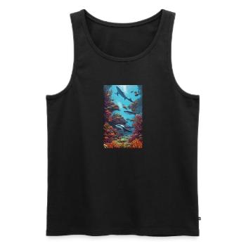 Shark | Great White Shark | Sea creature | Fish - Men's Premium Organic Tank Top - black - Front - AI Model Male 178 light (178cm)