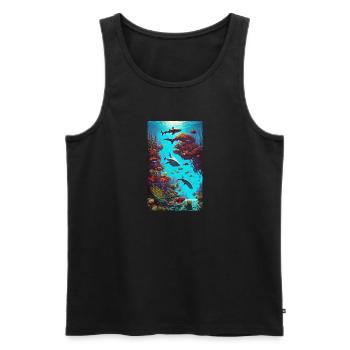 Geschenk, Geschenkidee, Hai, Raubfisch, Weißer Hai - Männer Premium Bio Tank Top - Schwarz - Vorne - Michal (187cm)