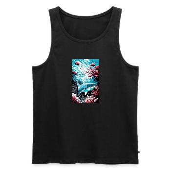 Shark | Great White Shark | Sea creature | Fish - Men's Premium Organic Tank Top - black - Front - AI Model Male 178 light (178cm)