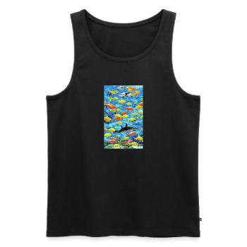 Shark | Great White Shark | Sea creature | Fish - Men's Premium Organic Tank Top - black - Front - AI Model Male 178 light (178cm)