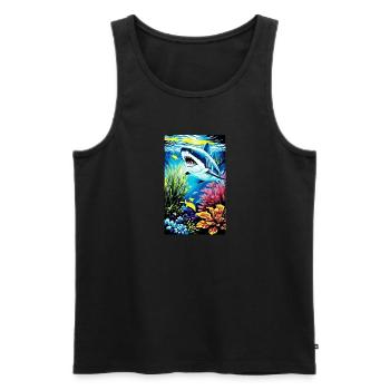 Shark | Great White Shark | Sea creature | Fish - Men's Premium Organic Tank Top - black - Front - AI Model Male 178 light (178cm)