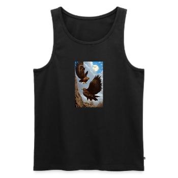 Aigle | Oiseaux | Liberté | Animaux - Débardeur bio Premium Homme - noir - Devant - AI Model Male 178 light (178cm)