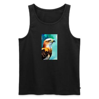 Aigle | Oiseaux | Liberté | Animaux - Débardeur bio Premium Homme - noir - Devant - AI Model Male 178 light (178cm)