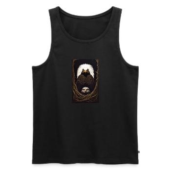 Aigle | Oiseaux | Liberté | Animaux - Débardeur bio Premium Homme - noir - Devant - AI Model Male 178 light (178cm)