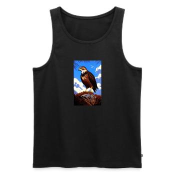 Aigle | Oiseaux | Liberté | Animaux - Débardeur bio Premium Homme - noir - Devant - AI Model Male 178 light (178cm)